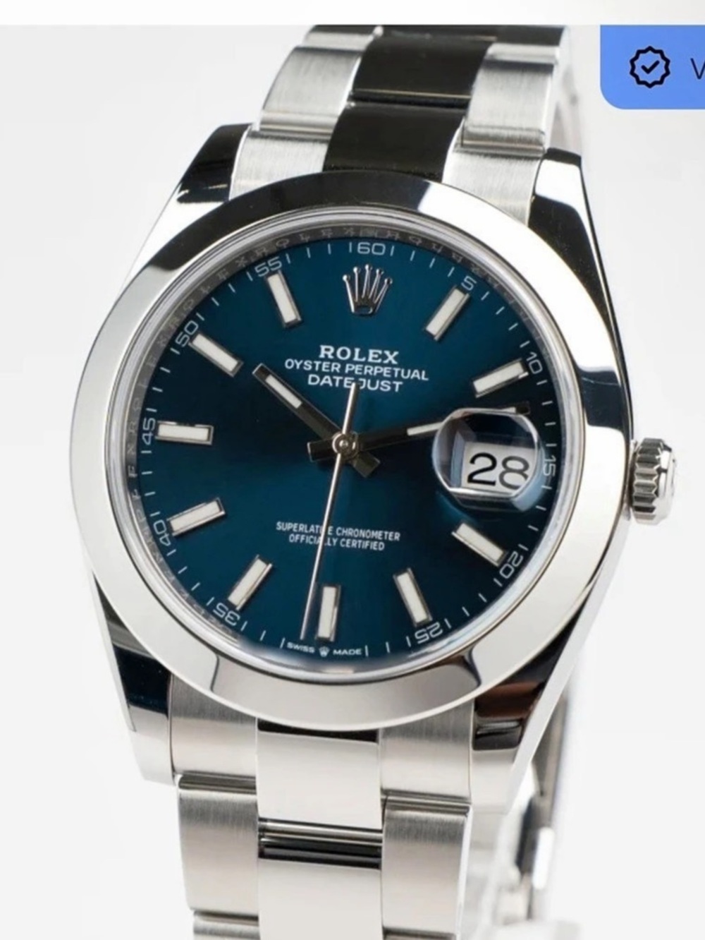Rolex Oyster Perpetual Datejust Blue Dial Stainless Steel Like New